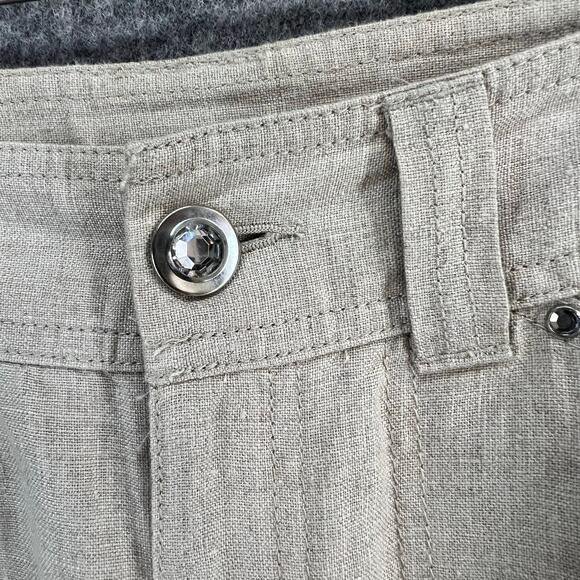 INC Beach Linen Cargo Shorts Womens 2 Beige Utility Casual Resort Travel Pockets - Picture 5 of 13